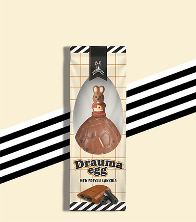 Chocolate Licorice Easter Egg number 9. Mix of Icelandic candy inside. Made by Freyja. -Topiceland