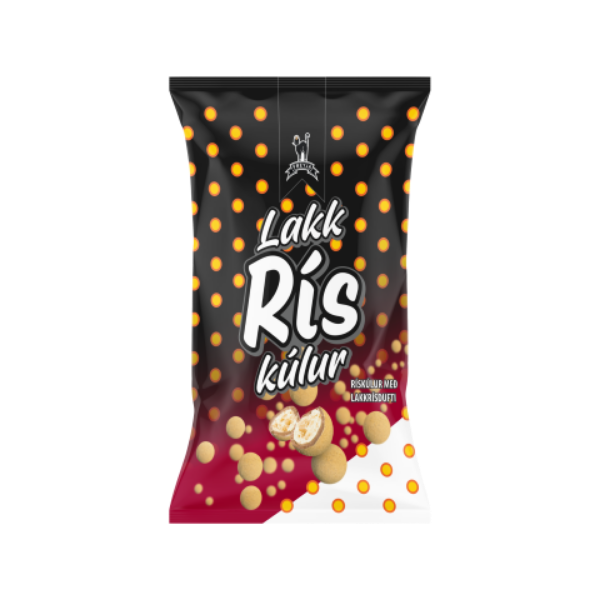Icelandic milk chocolate with crispy corn puffs covered in licorice pepper powder, made by Freyja. -Topiceland
