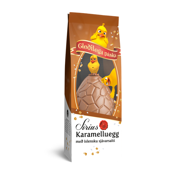 Nói Síríus Salted caramel milk chocolate egg with salted caramel crunch in the chocolate. -Topiceland.