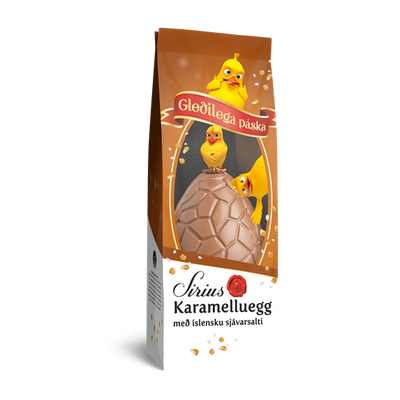 Nói Síríus Salted caramel milk chocolate egg with salted caramel crunch in the chocolate. -Topiceland.