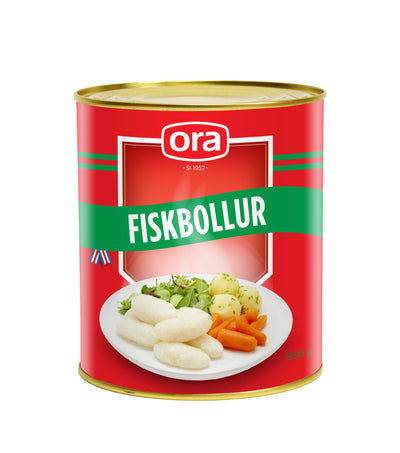 Ora fiskibollur. Canned Ora fish balls. -Topiceland