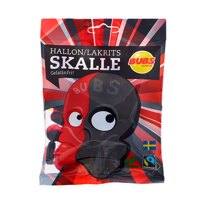 The Raspberry/Licorice Skull needs no further introduction. It’s a sweet and salty dream that tastes awesome. It’s also one of Sweden’s best selling pieces of candy – ever. This is the original that changed the world! -Topiceland