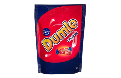Dumle is a joyful classic that will never grow up. This delicious sweet of soft chewy toffee and smooth Fazer chocolate will always put you on a good mood. Have a Dumle or two and let it bring a twinkle to your eye. Made from 100% responsibly produced cocoa. -Topiceland
