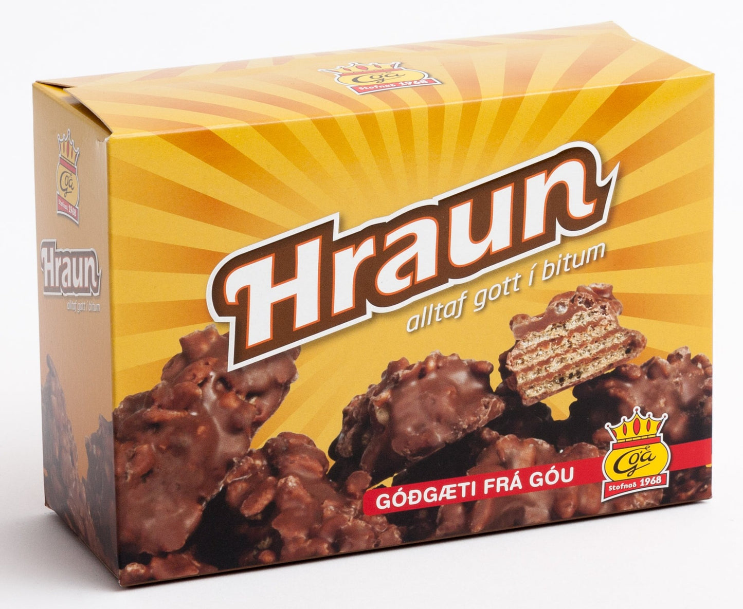 Lava bites or Hraunbitar chocolate (200gr). Bites of chocolate wafers, covered with crispy corn puffs and two separate layers of milk chocolate. - Topiceland