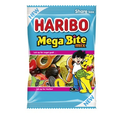 Big is good, bigger is better, but MEGA is awesome! And that's exactly what Haribo Mega Bite Mix is with its popular butterflies, clocks, prunes and big pacifiers Don't just go big, go MEGA! -Topiceland