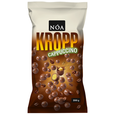Nóa Kropp with Cappuccino is a crisp cereal, and the center is covered with rich, light, crispy cappuccino chocolate. Made by Iceland's oldest chocolate manufacturer since 1920, Nói. - Topiceland