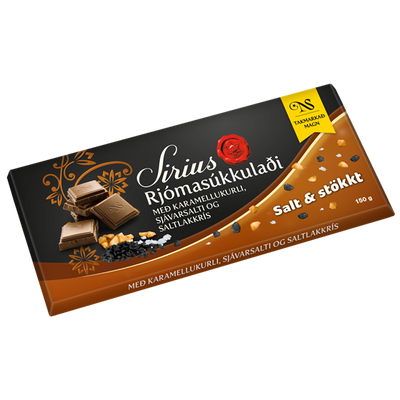 Noa Chocolate with caramel curl, salt licorice pearls and sea salt (150g) -Topiceland.