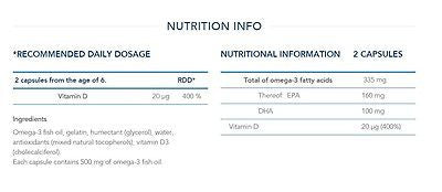 Omega-3 with D vitamin (120 capsules) - Topiceland