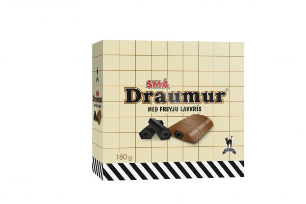 SMÁ Draumur (180gr). Chocolate box with miniature chocolate bars and licorice straw inside.- Topiceland