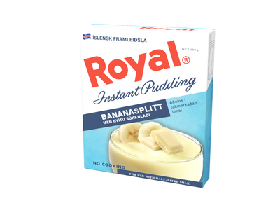 Royal instant pudding with banana split and white chocolate flavor. -Topiceland