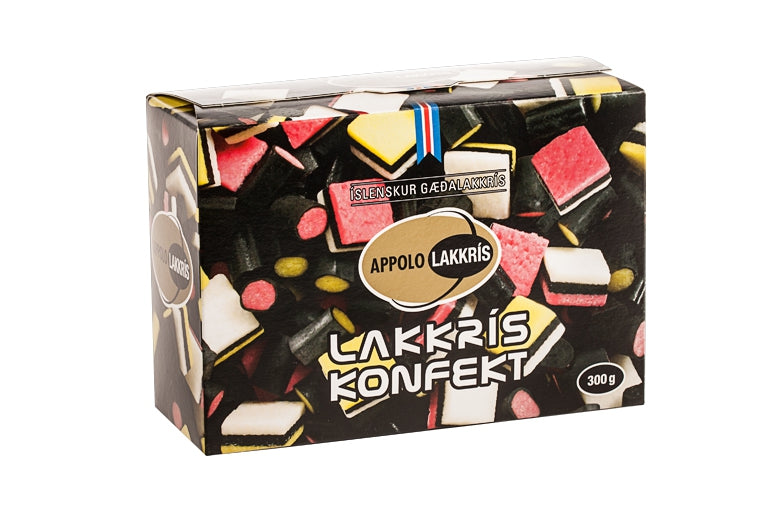 Assorted Black Licorice Pieces , Some Coconut Cream Paste Filled or Covered. Made by Appolo in Iceland. -Topiceland