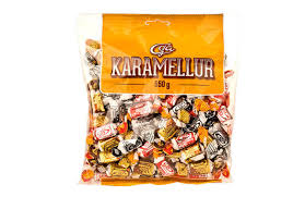 Mixed selection of caramel candy, licorice, classic caramel and dark caramel from Goa. -Topiceland
