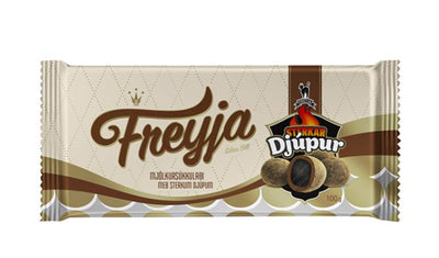 Freyju chocolate with pepper covered chocolate coated licorice bites inside. - Topiceland