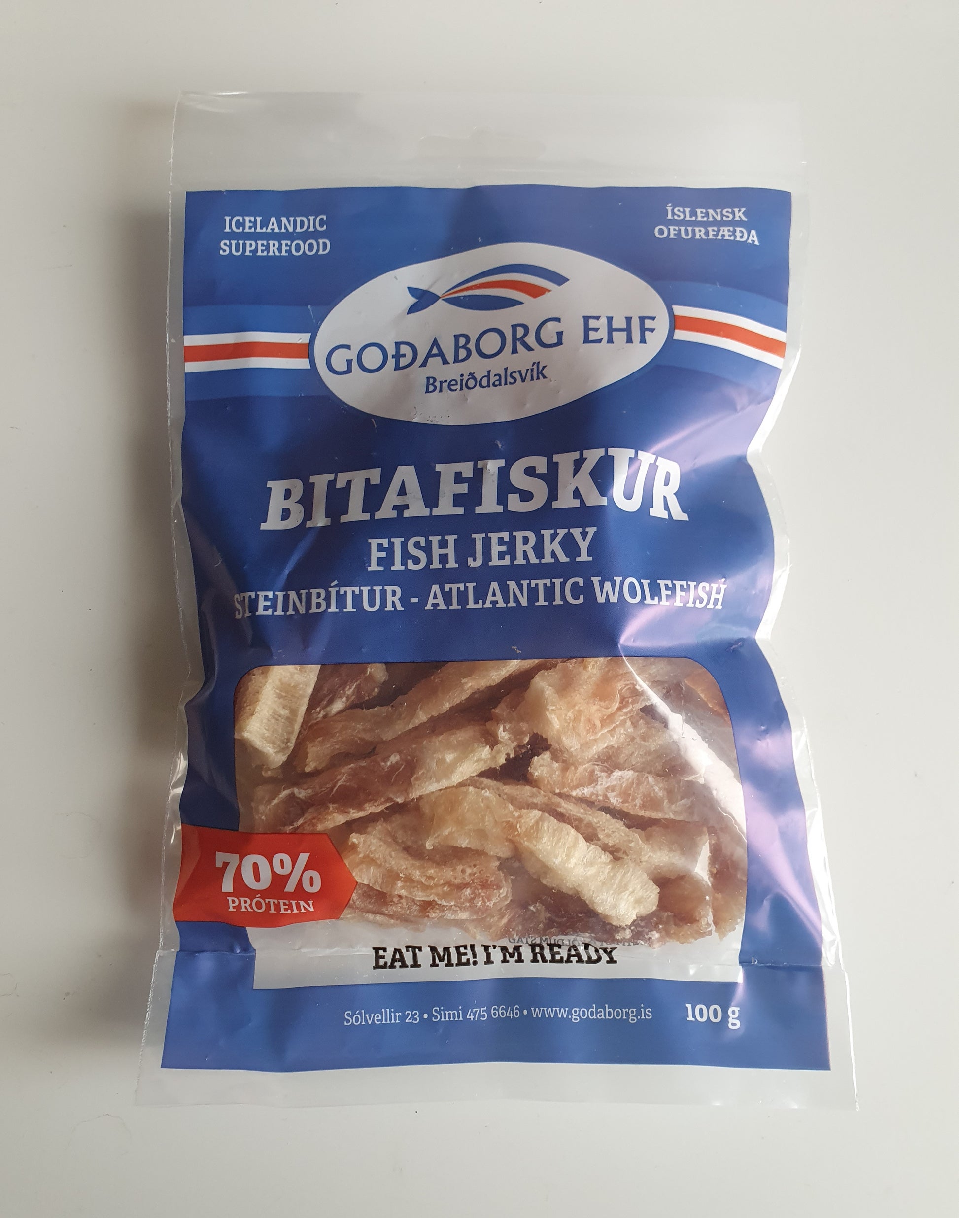 Delicious Atlantic Wolffish, Fish Jerky from Iceland. - Topiceland