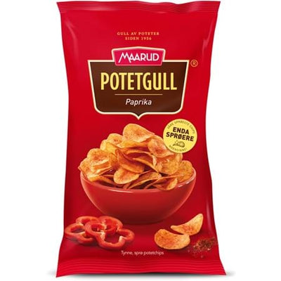 Maarud Potetgull Potato chips with paprika flavor. - Topiceland