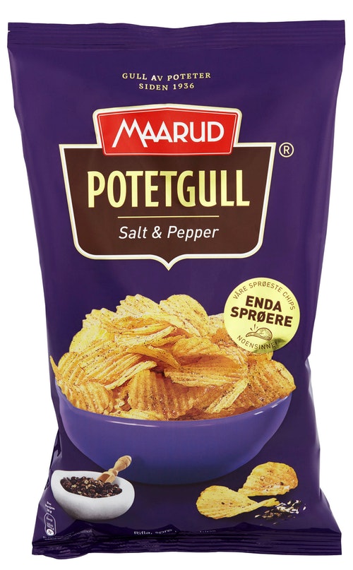 Maarud Potetgull Potato chips with salt and pepper flavor. - Topiceland