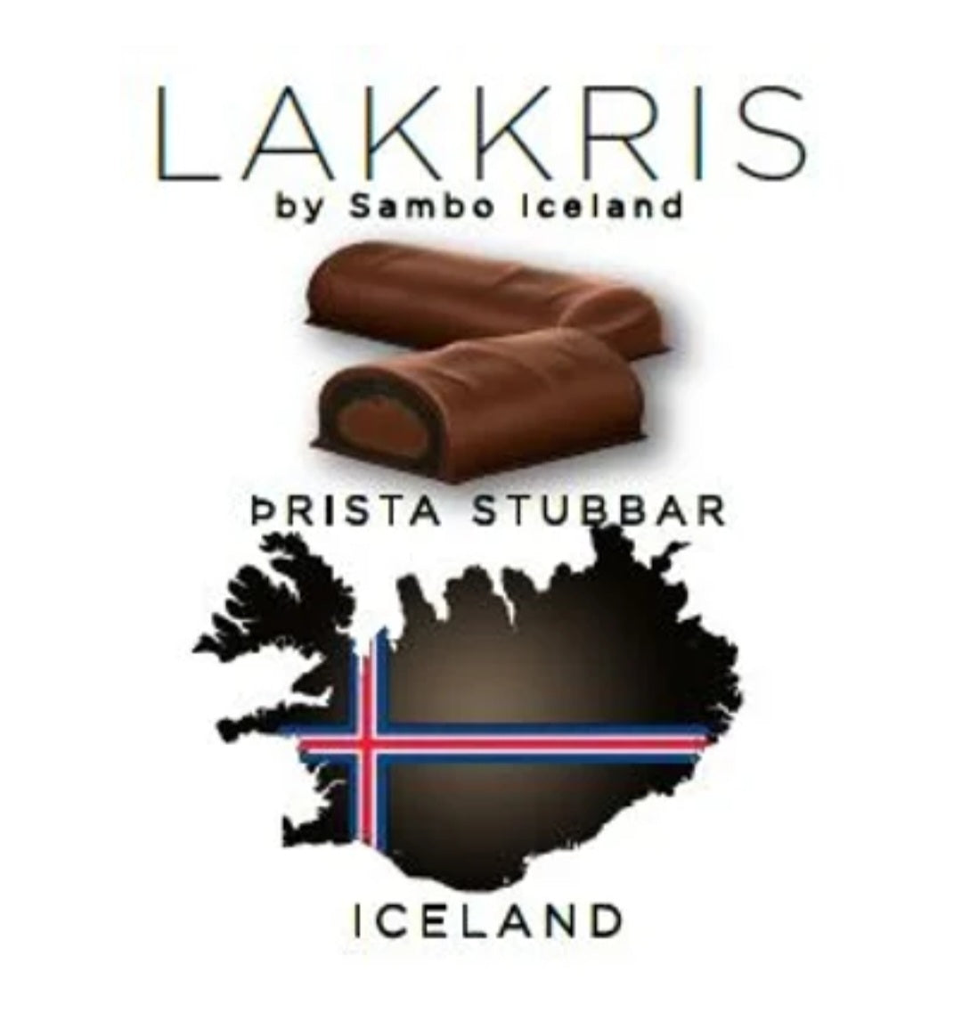 Lakkris Þristastubbar - pieces of chocolate covered licorice candy with soft chocolate center. -Topiceland
