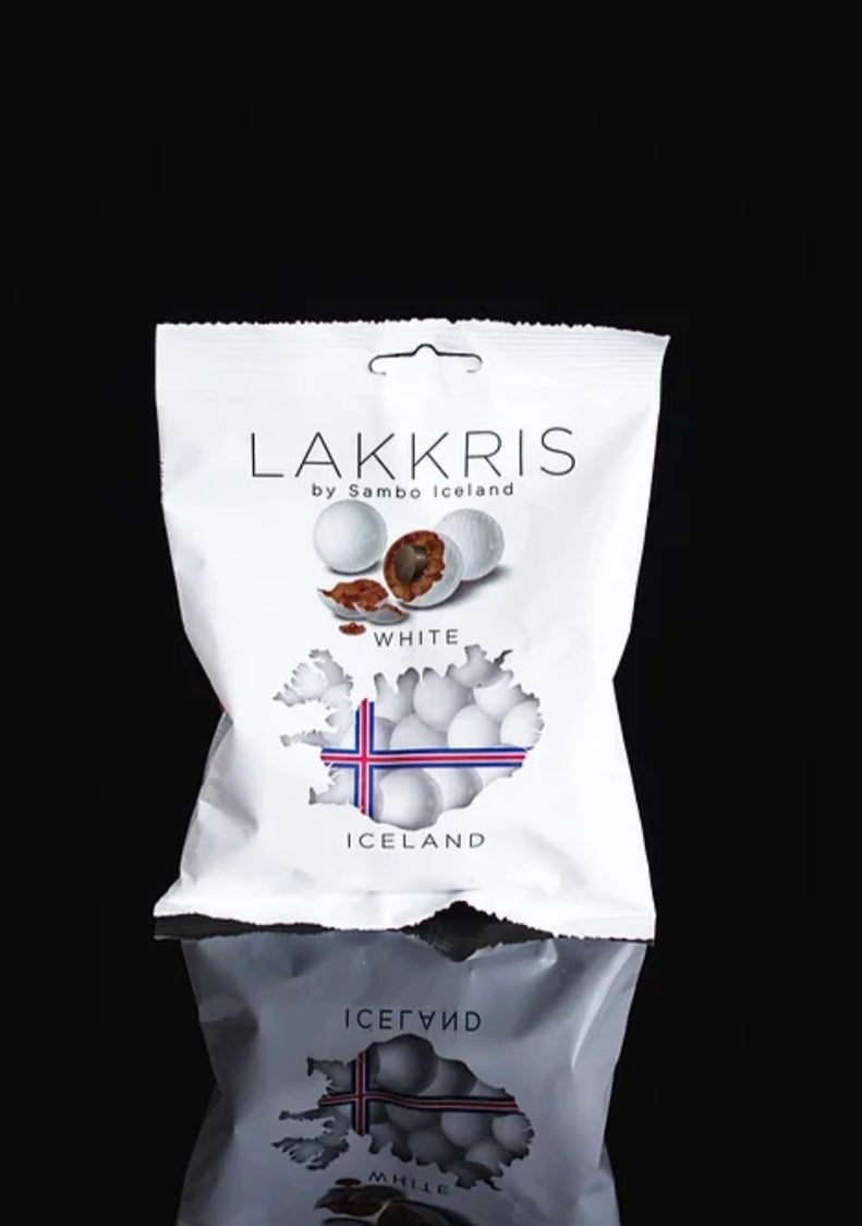 Lakkris White - Chocolate balls with Liquorice center and white sugar coating. - Topiceland